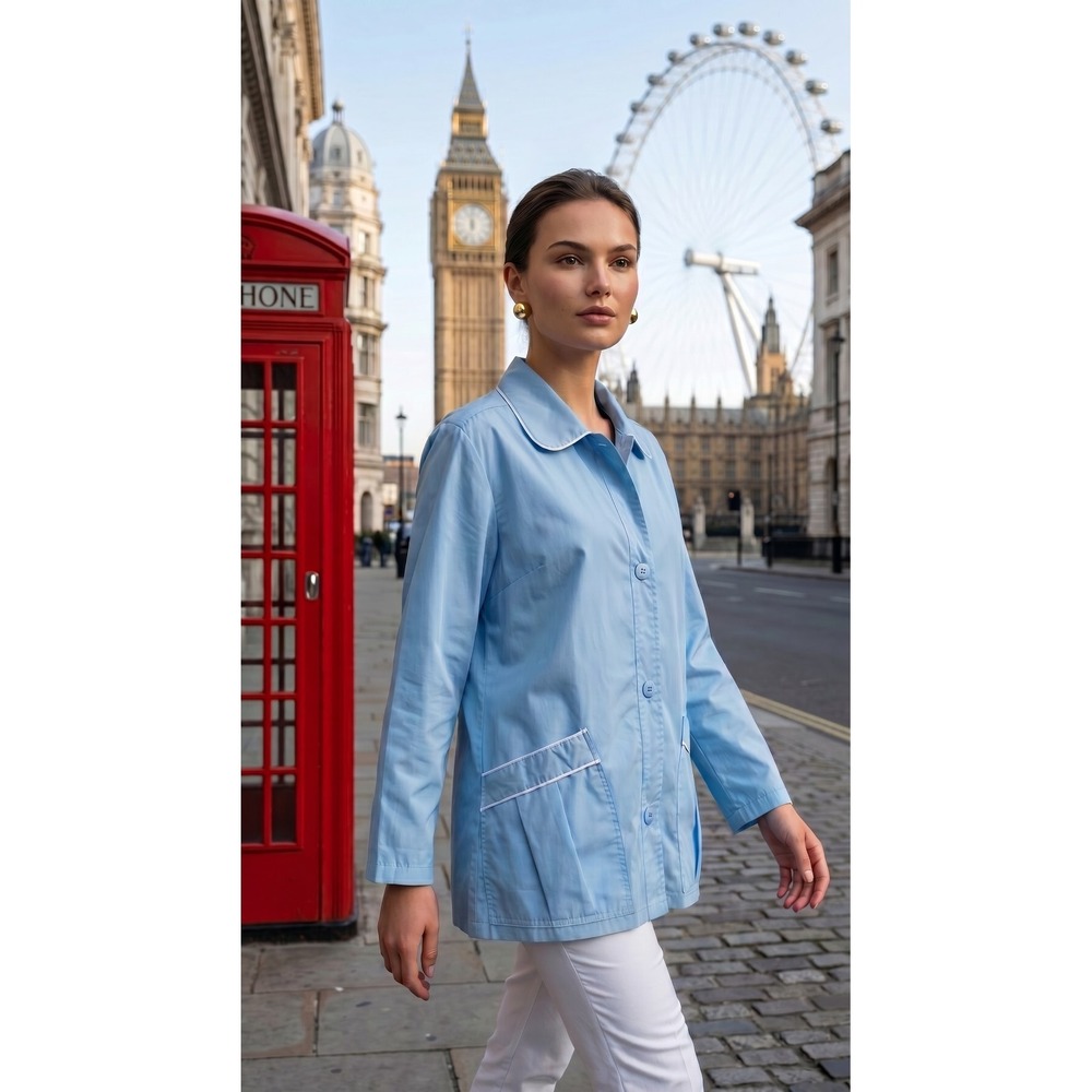 Vintage Haband Light Blue Windbreaker Rain Coat L Grannycore Preppy 80s